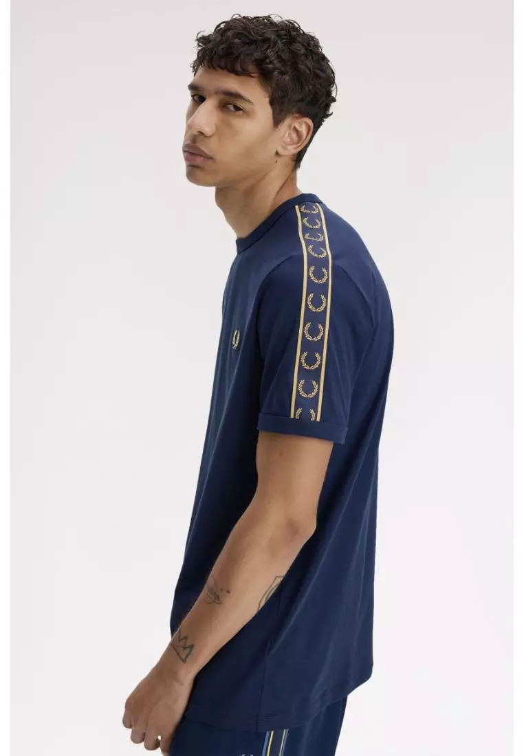 Fred Perry M4613 Contrast Tape Ringer T-Shirt (Tennis Blue / Champagne)