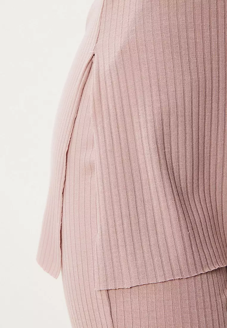 Comfortable Ribbed Knitted Blouse Trousers Set