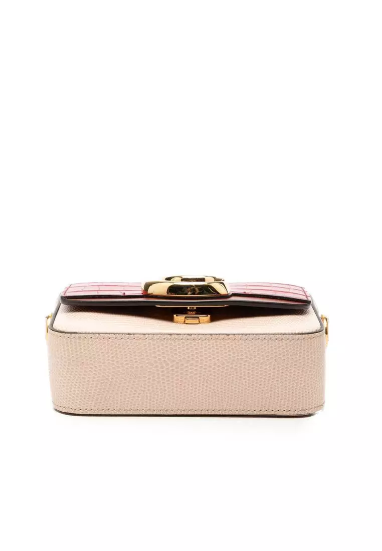 Pre-Loved Chloé Mini Bicolor Croc Embossed Calfskin C Satchel
