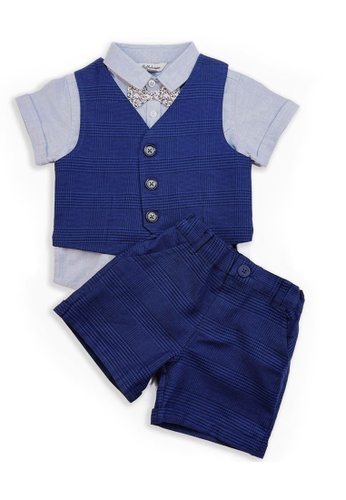 Toffyhouse blue Toffyhouse little professor blue suit with vest & shorts set 5D02FKA8B3E656GS_1
