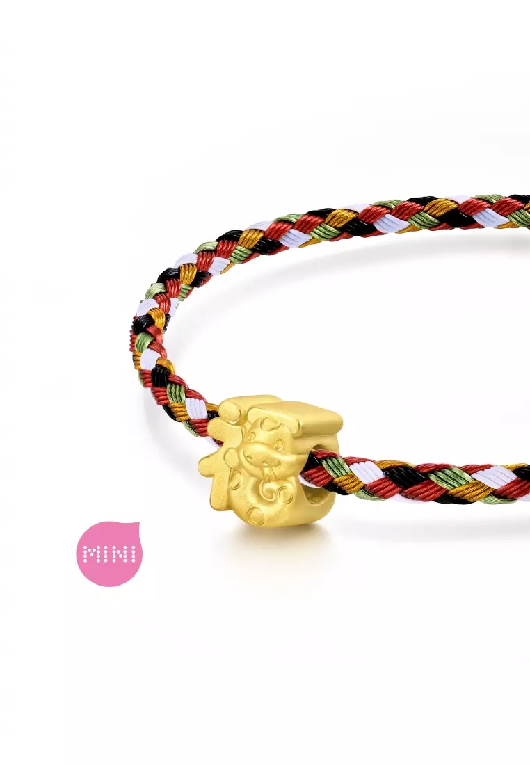 999 24K Solid Gold Zodiac Snake with Auspicious LUCK "福" Charm 95343C (Bracelet not included)