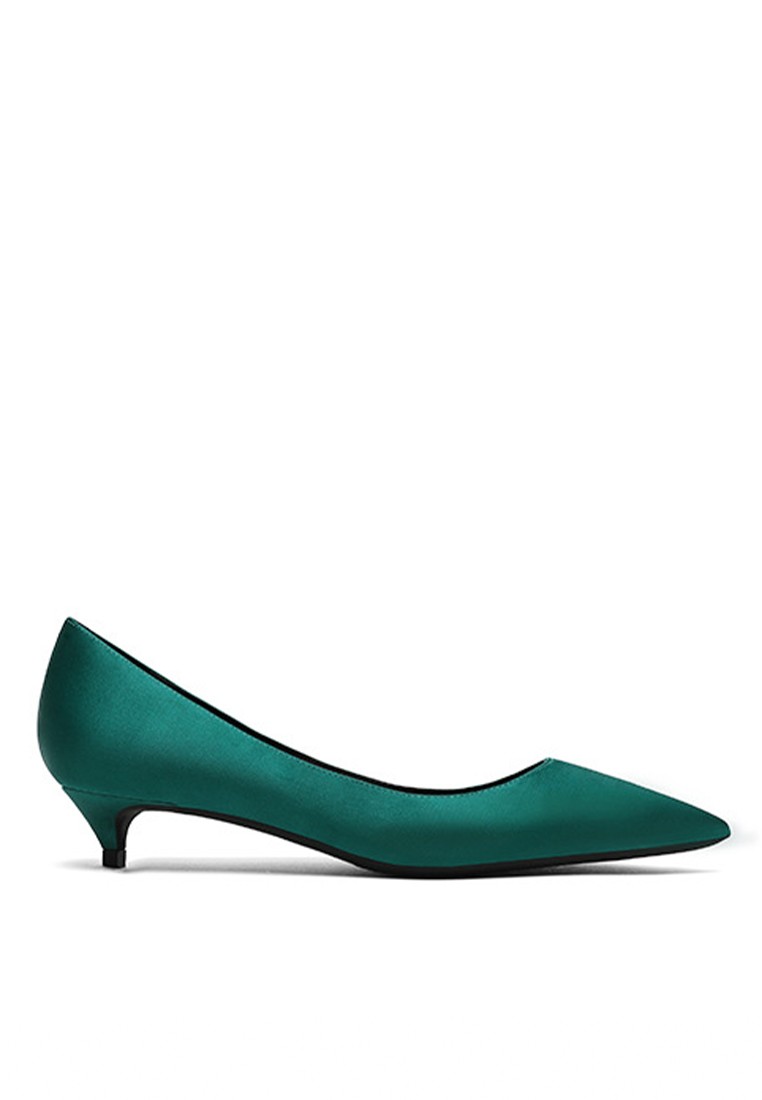 3CM Silk Fabrics Pointed Kitten Heel Pumps HZL133