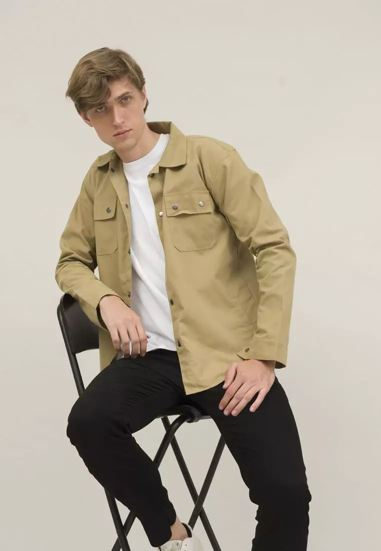 Jaket pria parka unisex jacket trucker cream flamingo houseofcuff