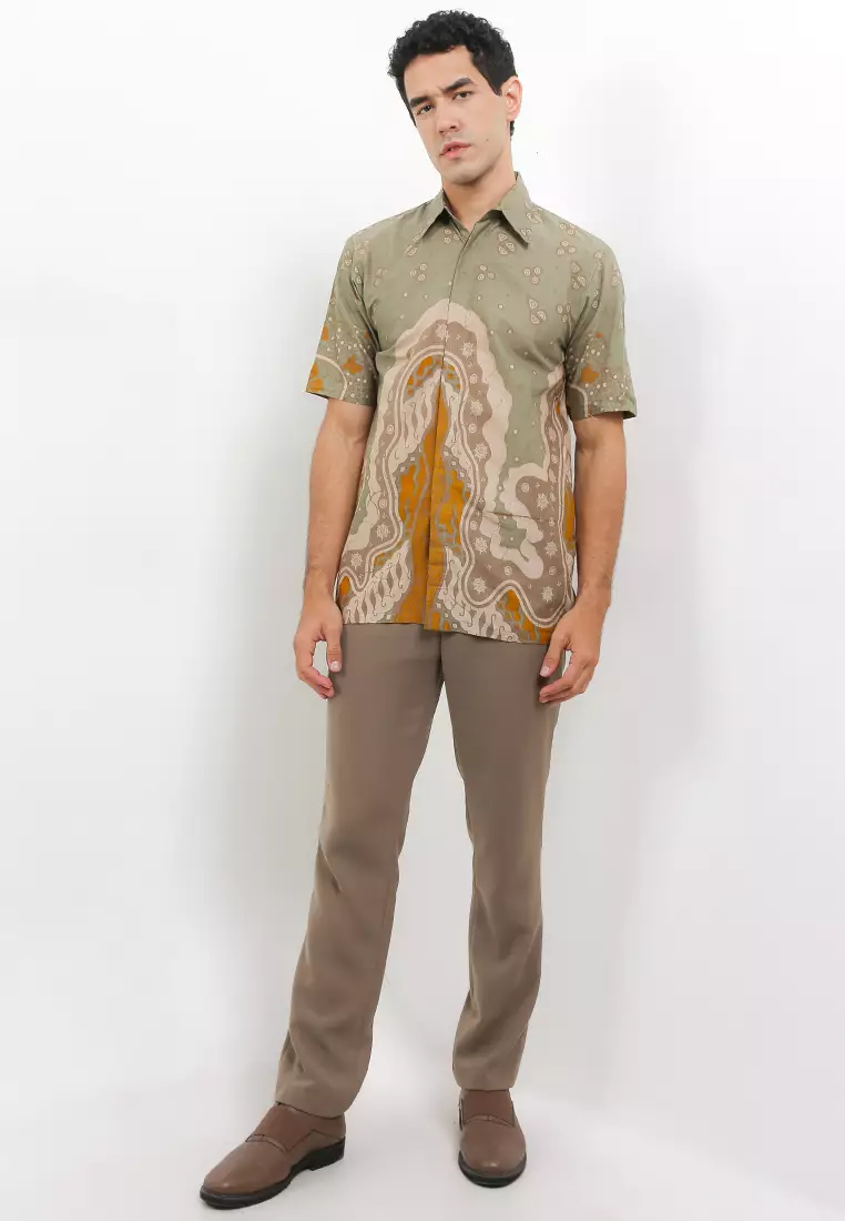 Mustika Kemeja Batik Premium Pria Casual Modern Lengan Pendek