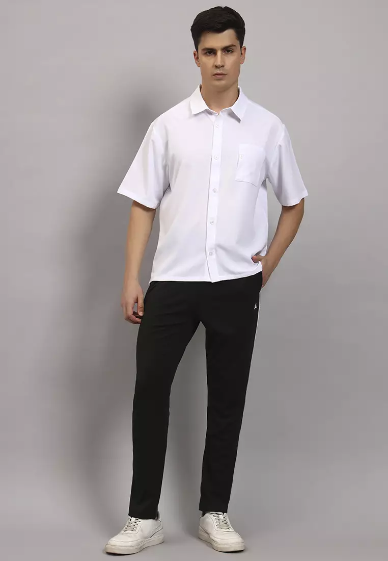 男士弹力短袖工装白衬衫