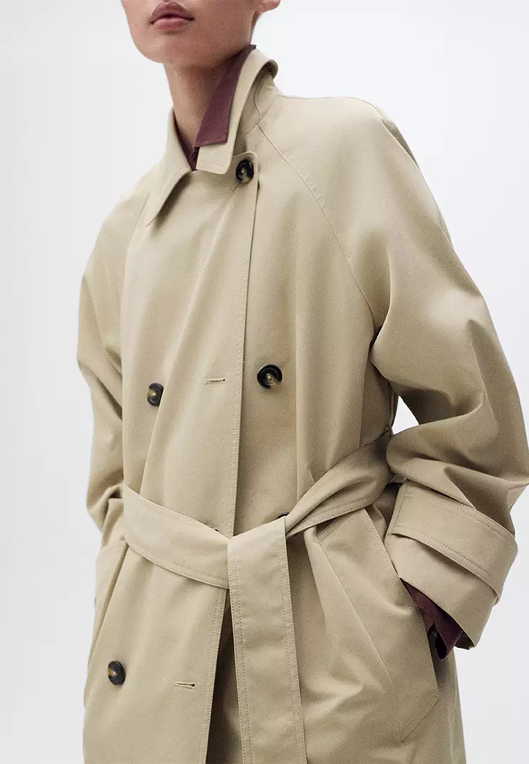 Long Double-Breasted Trench Coat