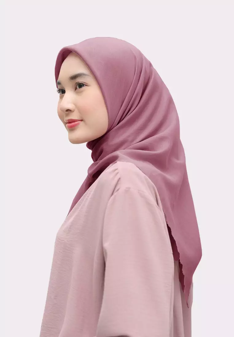 Zelena - Yuki Plain Paris Japan | Hijab Segiempat Paris Polos Lasercut - Rose