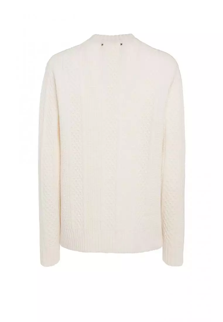 GOLDEN GOOSE - Virgin wool sweater with embroidered logo - Beige