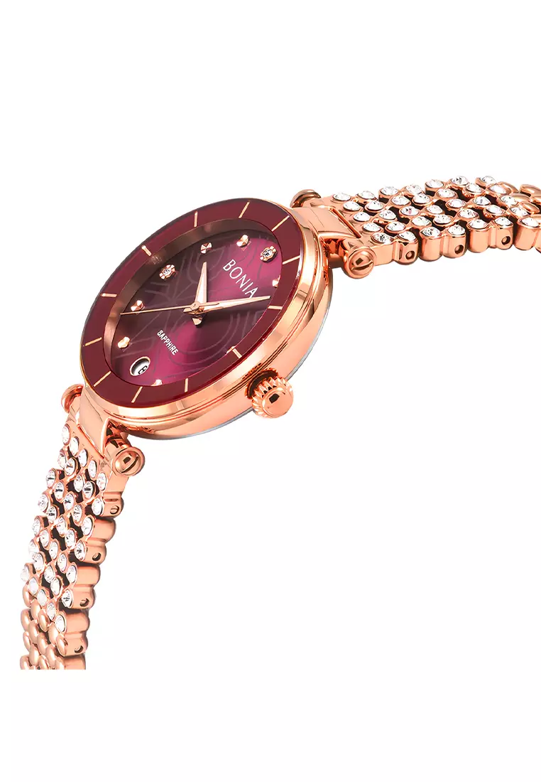 Jam Tangan BONIA Wanita B10756-2567 Purple Dial - Rose Gold - Stainless Steel