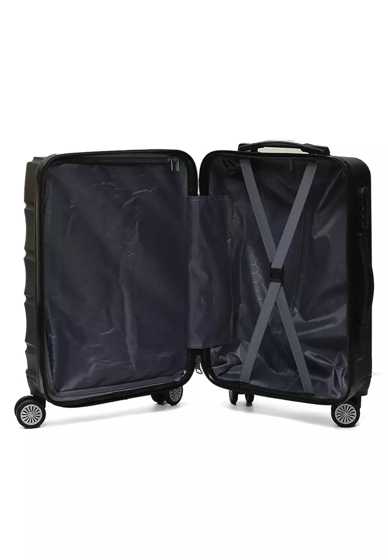 Carlton Koper Cabin Hardcase Unisex Size 20Inch Suitcase Combination Lock Large Compartment Material ABS+PVC Coated ORIGINAL - Black