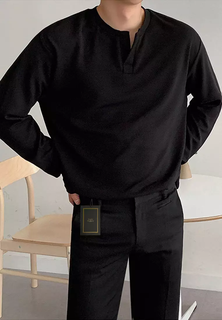 Casual Texture Long-sleeve T-shirt‌ ‌MYQ8951