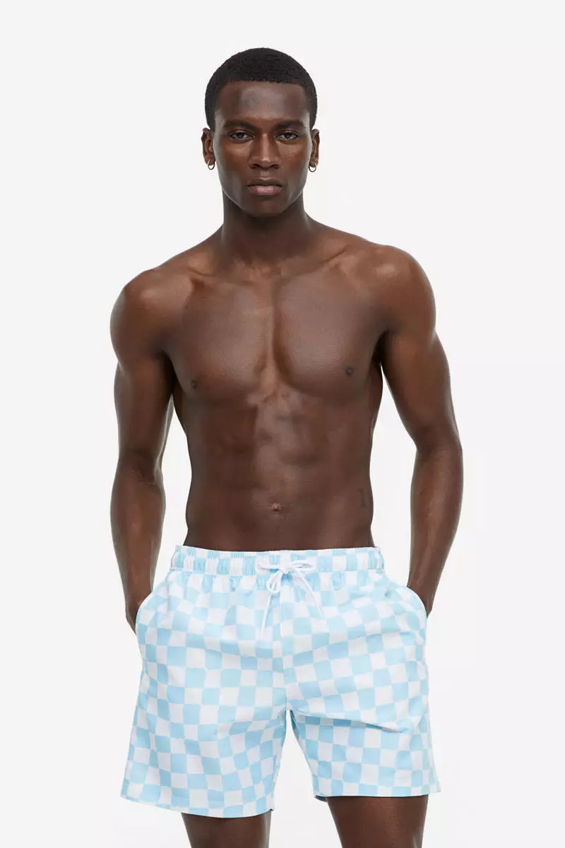 Checkered top board shorts