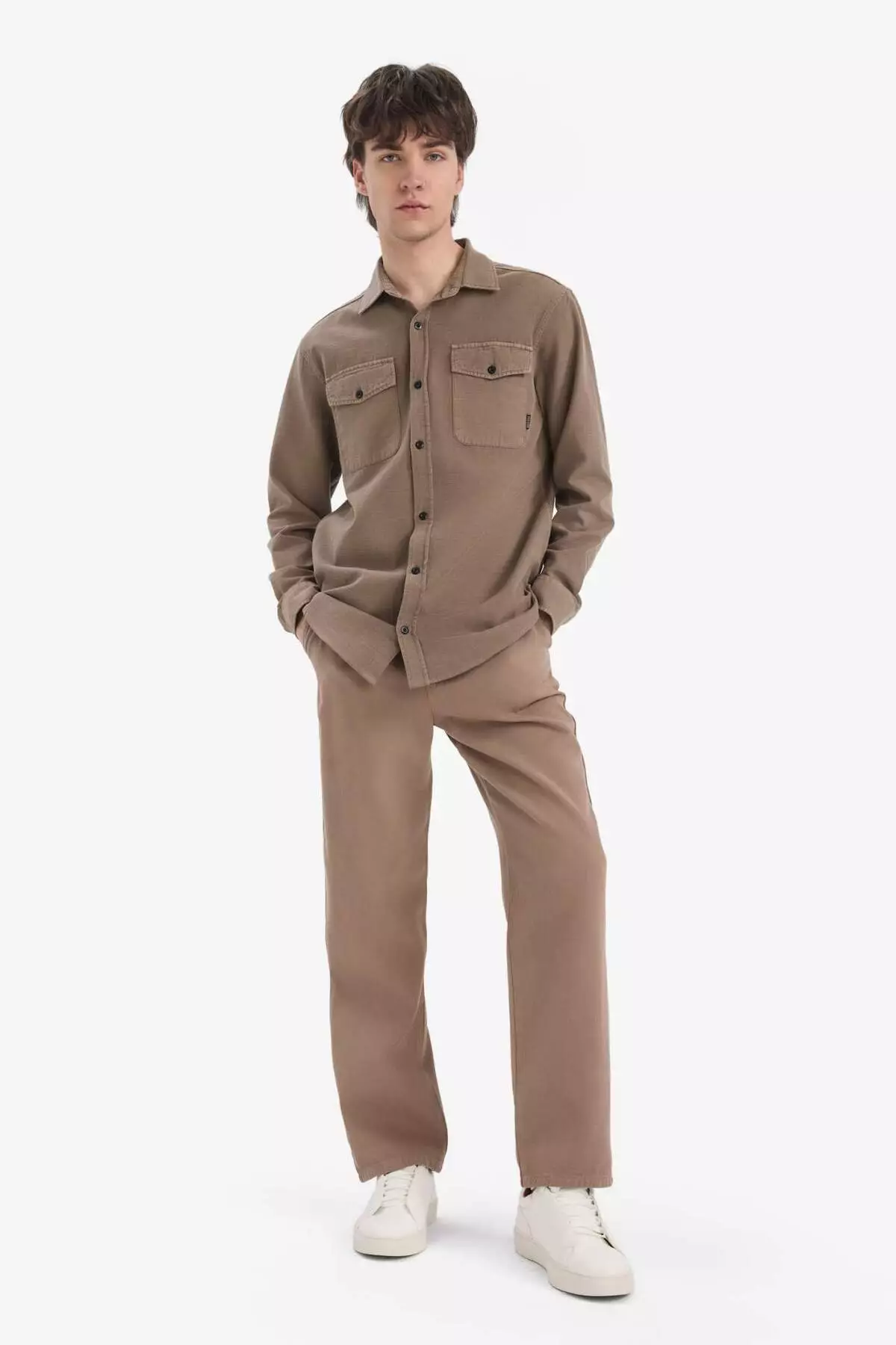 100% Cotton Loose Relaxed Fit Wide Leg Wide Leg Summer Linen Look Trousers D7285Ax25Sp