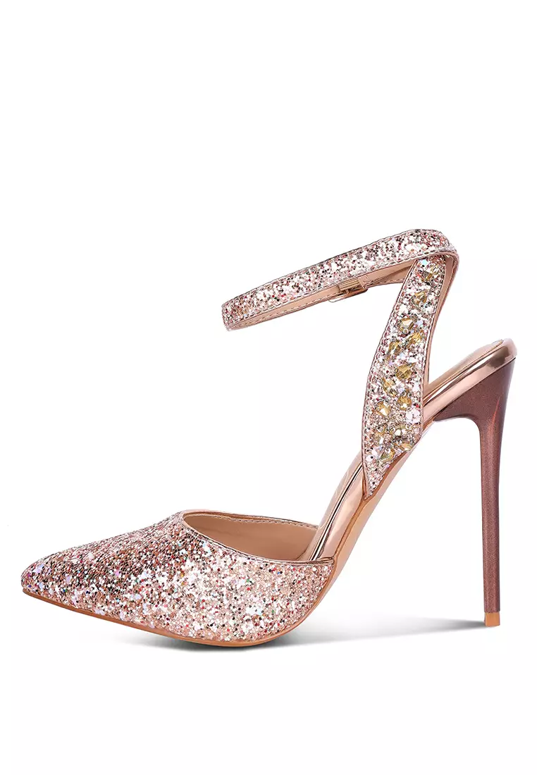 Glitter heels hotsell rose gold