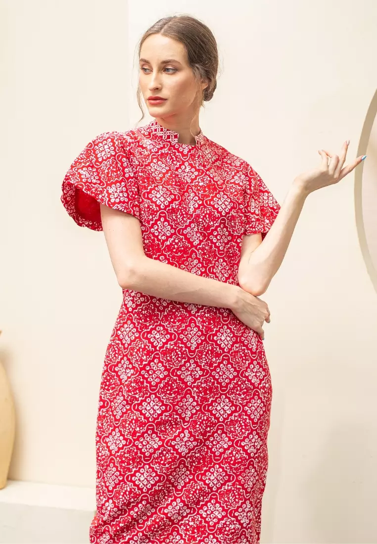 Nayara Dress Batik Naomi Merah