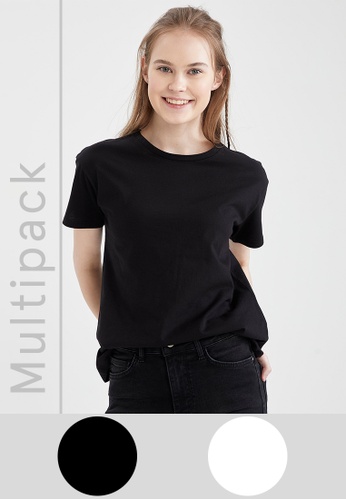 DeFacto black 2-pack Short Sleeve T-Shirt 0D1B1AA9302968GS_1