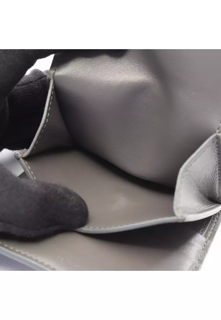 Pre-Loved Celine Small strap wallet Bi-fold wallet leather gray pink