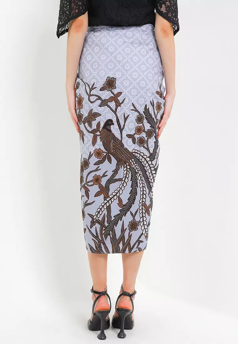 Rok Lilit Wanita Kondangan Batik Instant Emira Grey