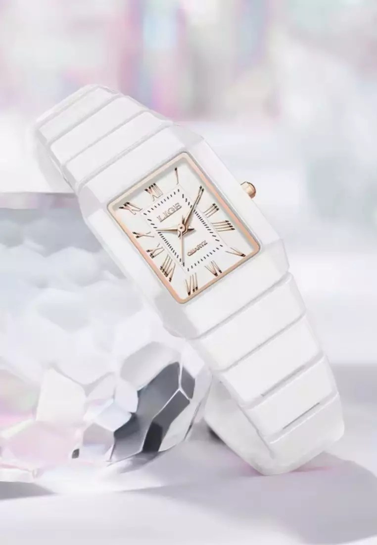 Ladies Ceramic Quartz Watch, 23x31mm, Ceramic Bracelet