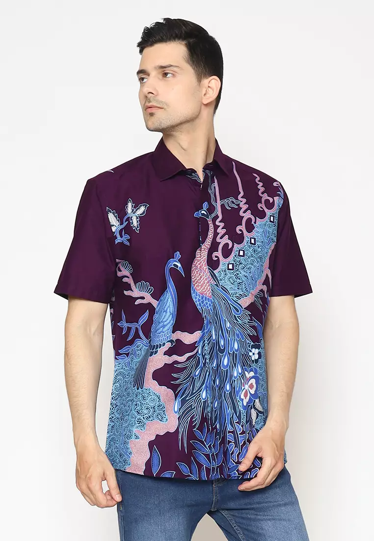 MY AKSA BATIK PRIA KEMEJA PENDEK VARO VIOLA