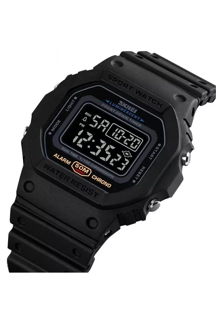 Jam Tangan Digital Pria Design Sporty Many Function Waterproof 50m Strap Tali Material PU ZQ62 ORIGINAL