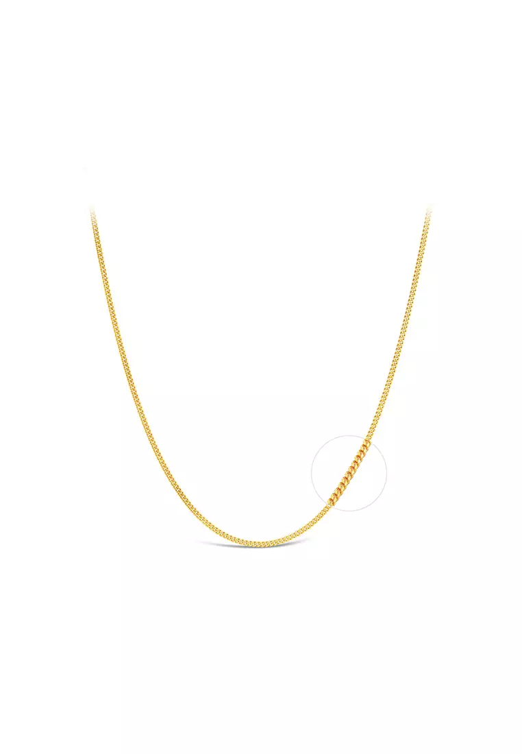 916/22K Solid Machine Curb Chain Necklace R002 (1.70MM, 45CM)