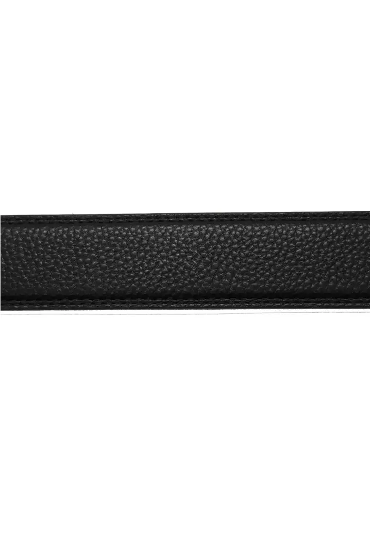 Business Belt - Real Leather Ratchet Belt with Auto Lock Buckle - Track Belt - ABB3D Oxhide Black
