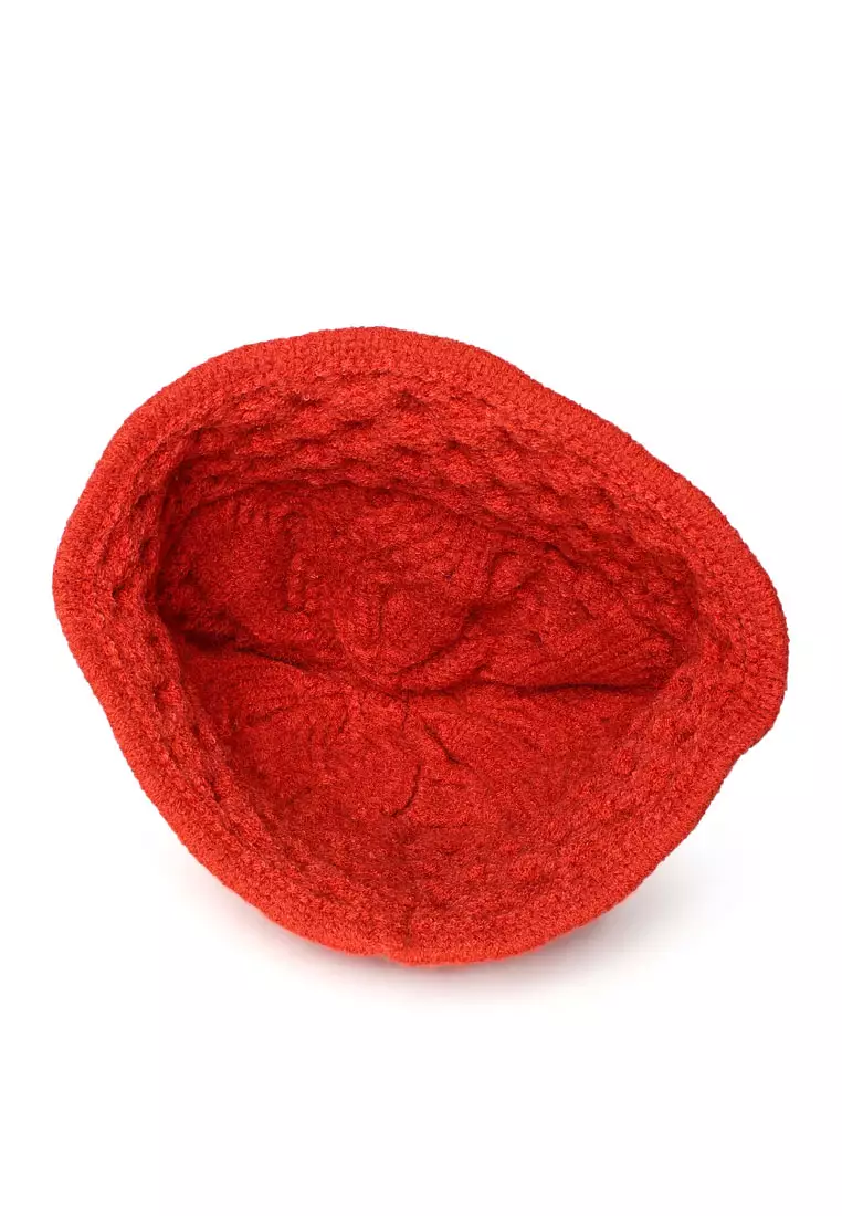 Knit Bucket Hat In Red