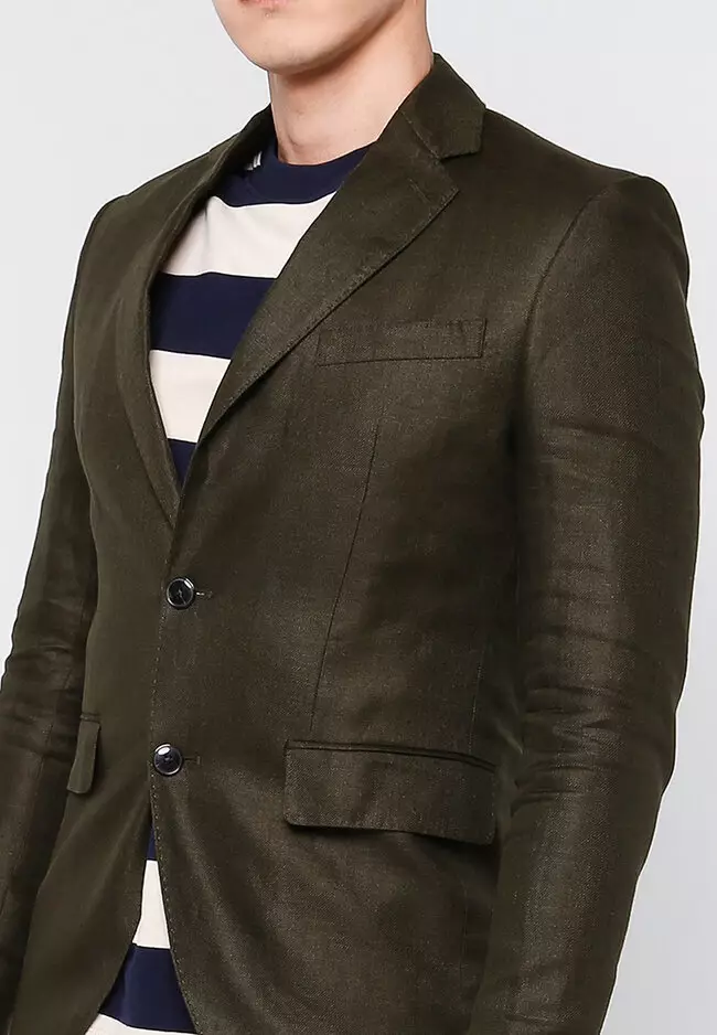 Slim Fit Linen Suit Blazer