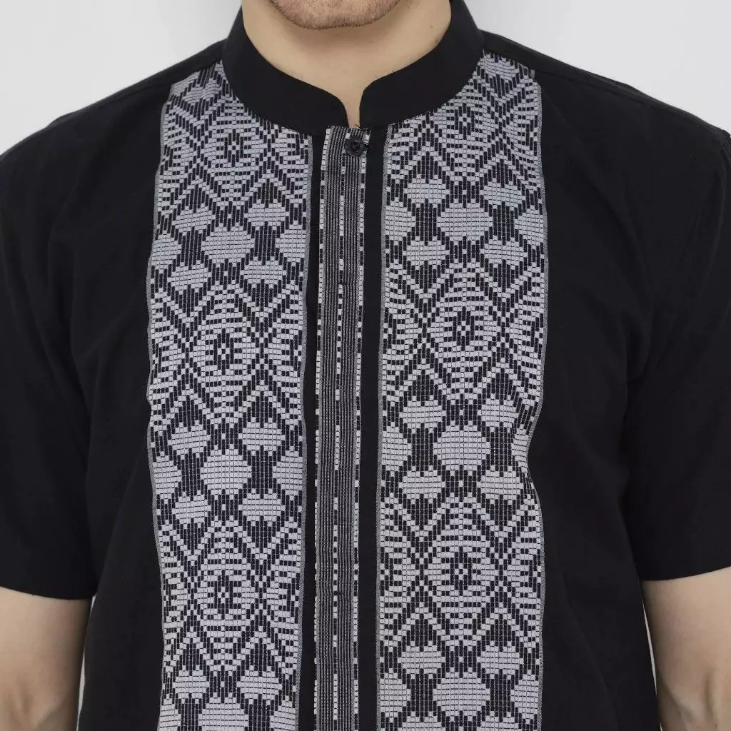Platini Kemeja Koko Pria Lengan Pendek Katun Black 931391 
