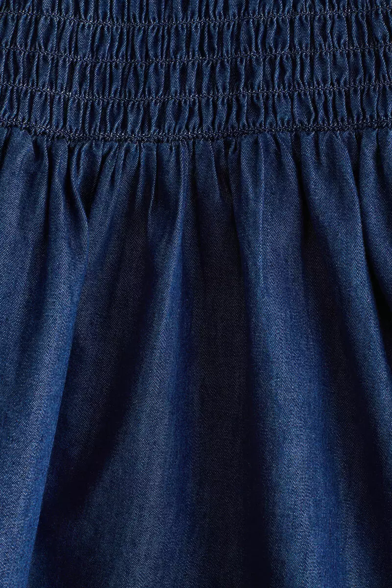 Smocked denim dress