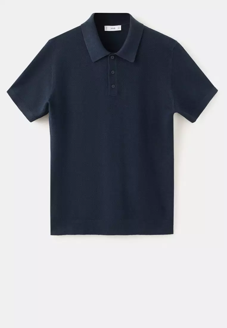 Fine Knit Polo Shirt With Microstructure