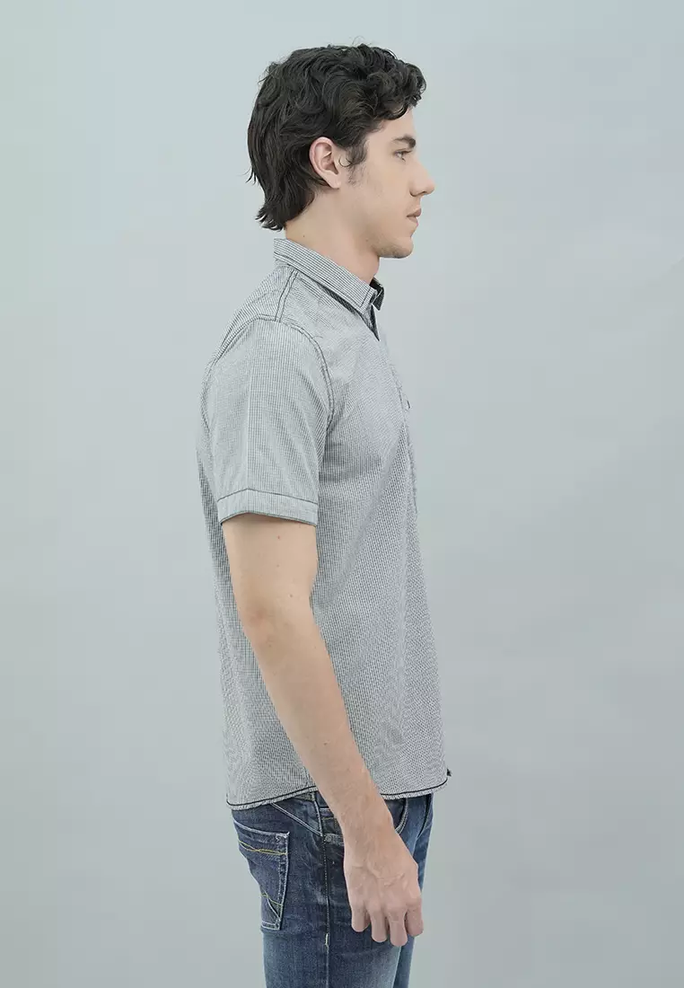 LGS Kemeja Casual Pria Bercorak Warna Abu-Abu JSH.390.S1187F.932.C