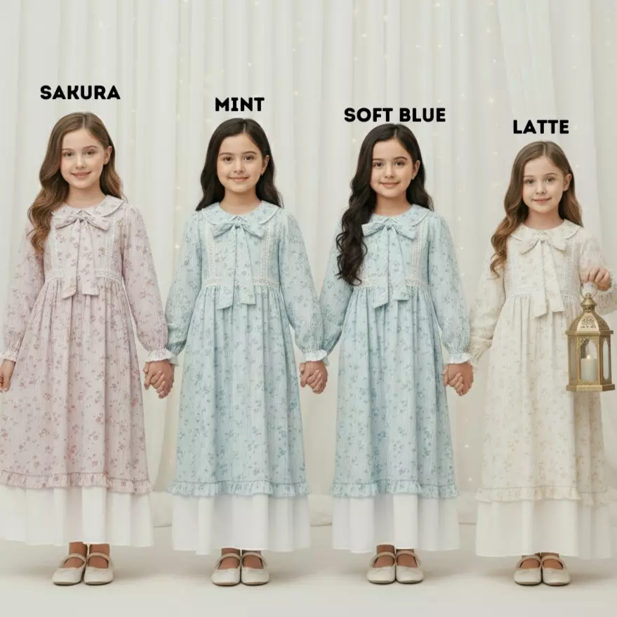Two Mix - Baju Gamis Ramadhan Anak Perempuan - Raya Collection Anak Cewek Muslim 1-12 Tahun 4433B Mint New