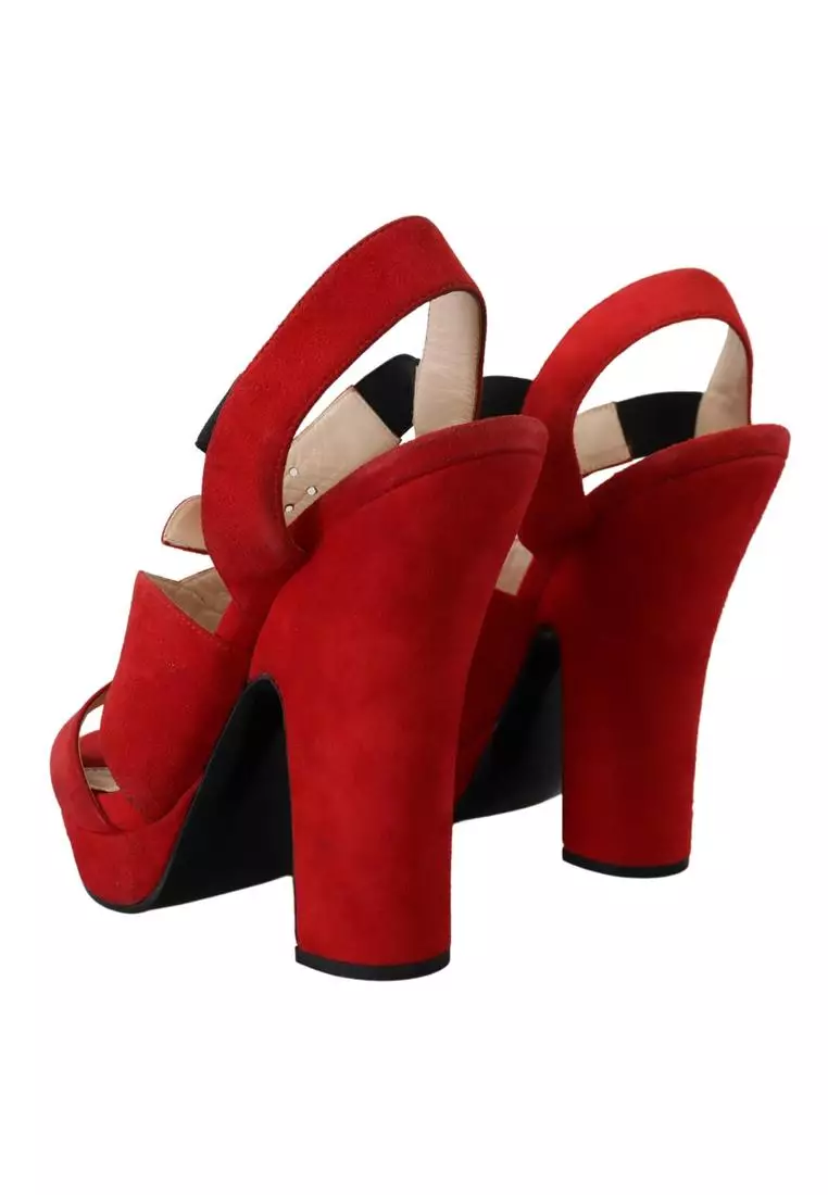 Red suede deals platform sandals