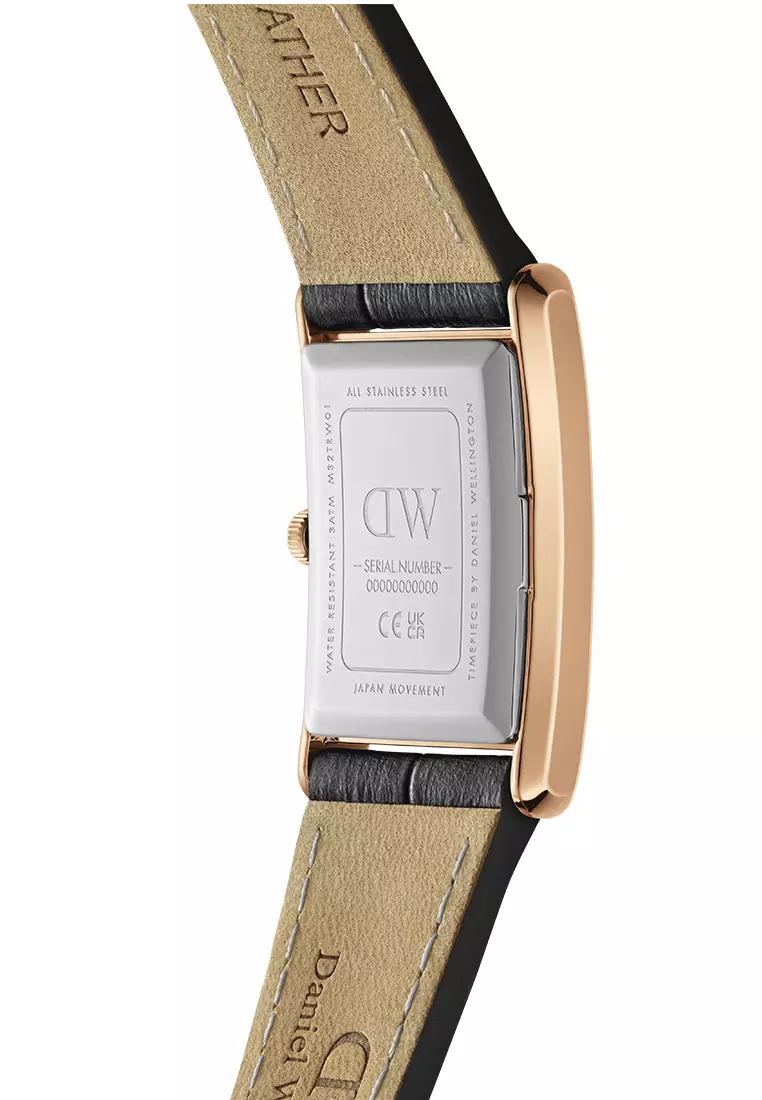 Bound 32x22mm Black Crocodile - Rose Gold - White Dial - Fashion Watch for women - Croc Leather Strap Watch - Female Watch - DW Official - Authentic