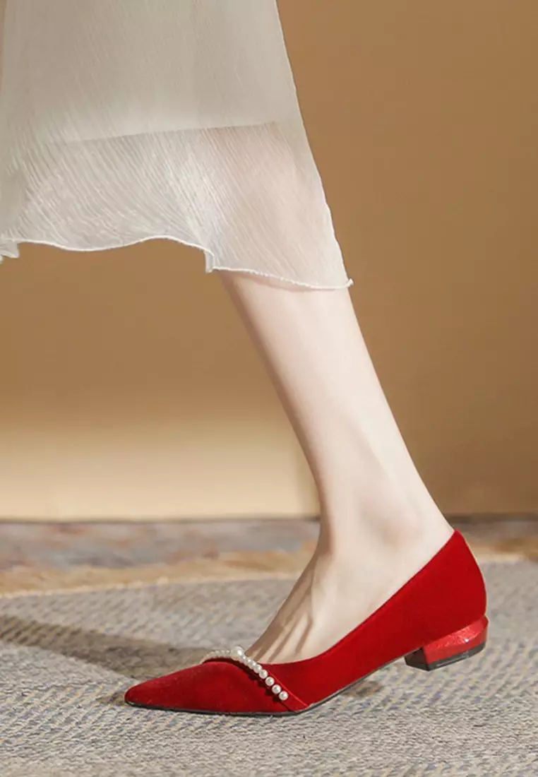 2.5CM Beaded Suede Low Heels IF21004