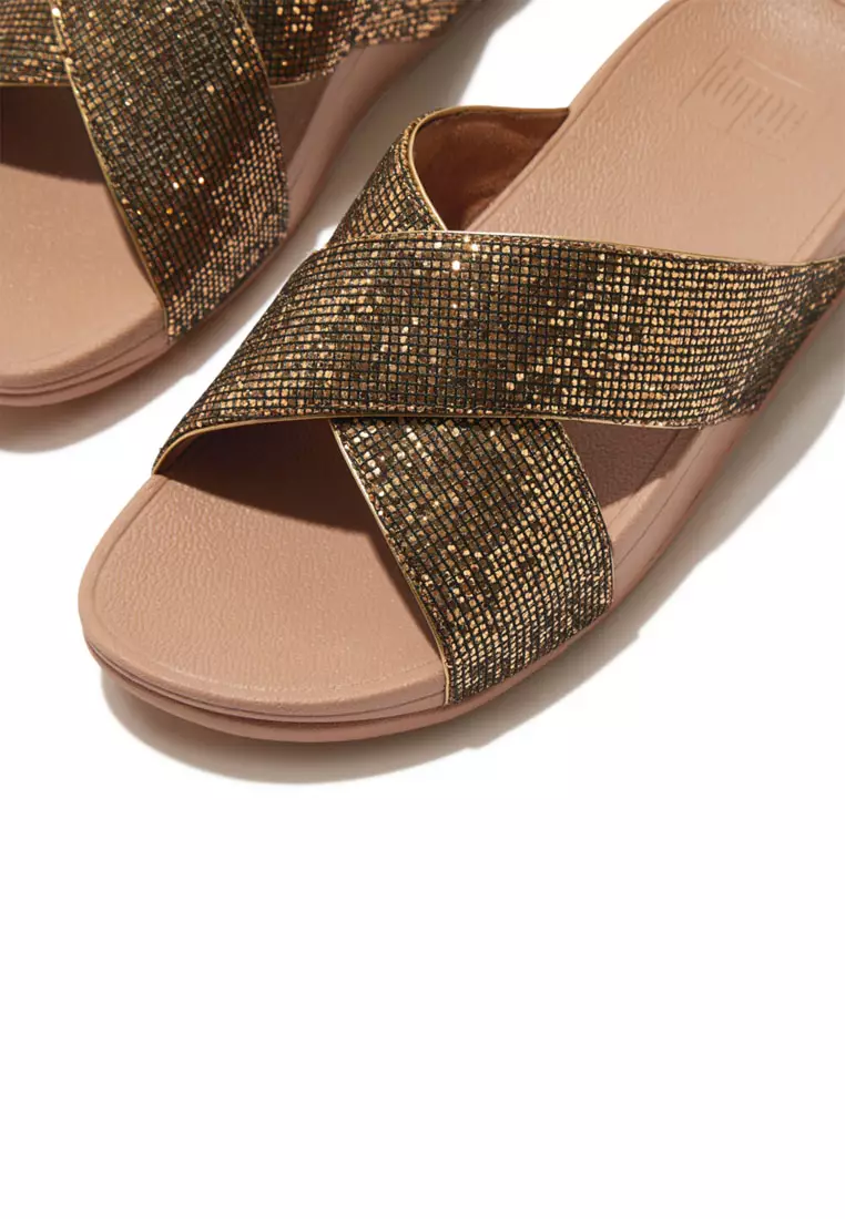 Buy FitFlop LULU Women's Glitterball Cross Slides - Old Gold (IG1