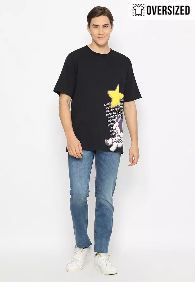 RBJ T-Shirt Cotton Combed Jet Black Oversized Pria 2079350061