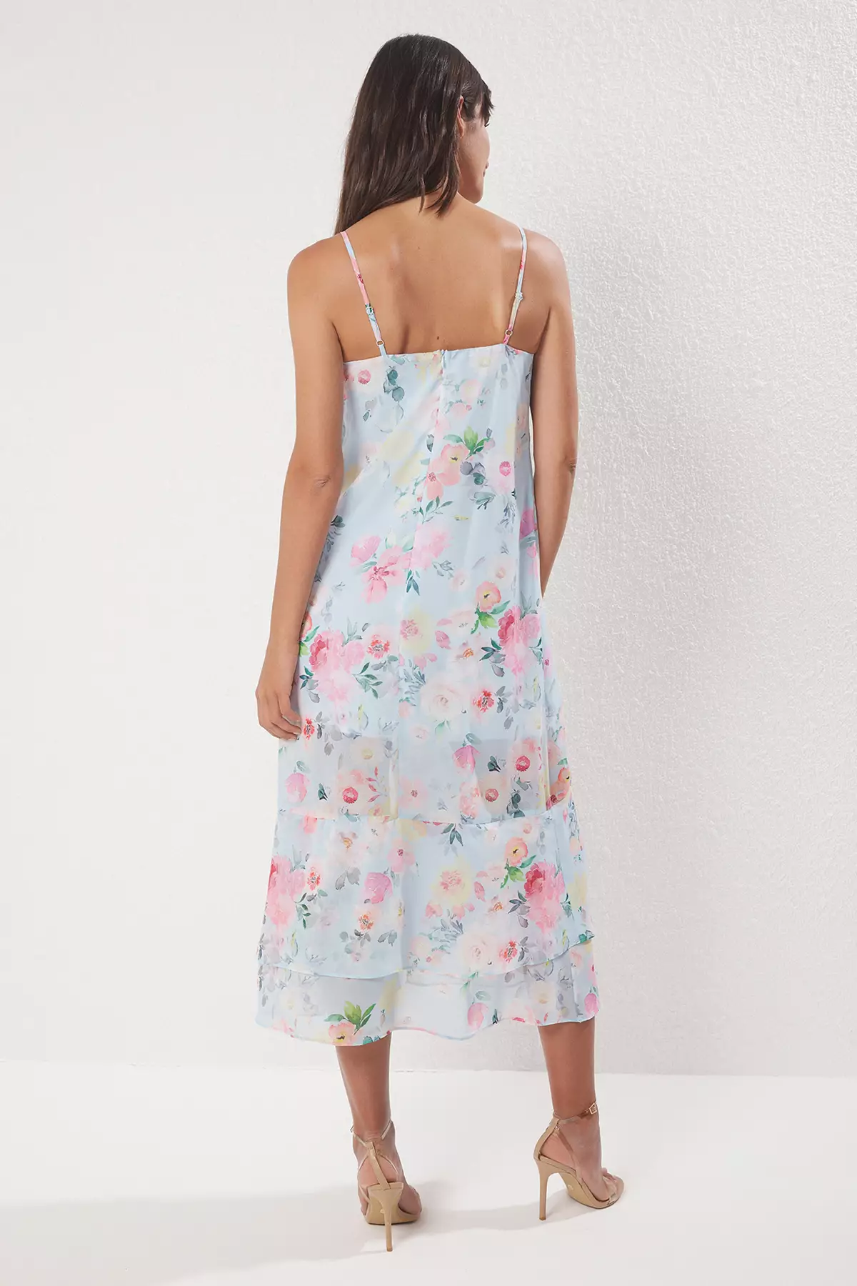 Light Blue Floral Maxi Woven Dress TWOSS25EL00658