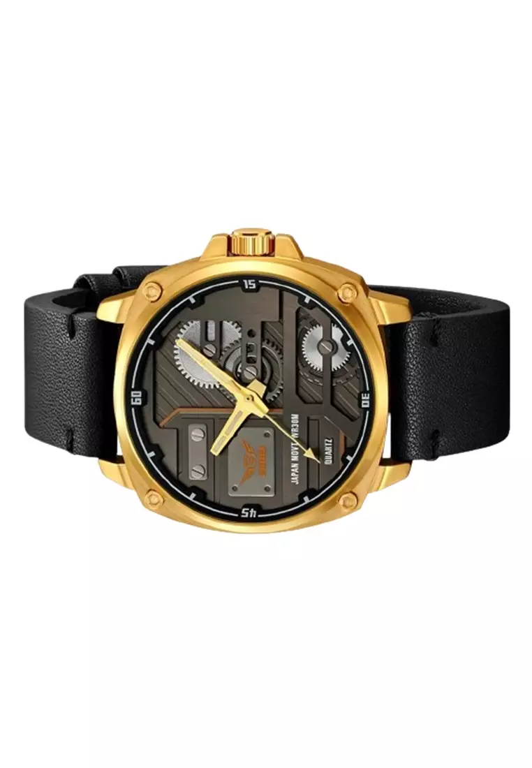 Jam Tangan Pria SKMEI 2289 Analog Leather Strap Anti Air ORIGINAL - Gold