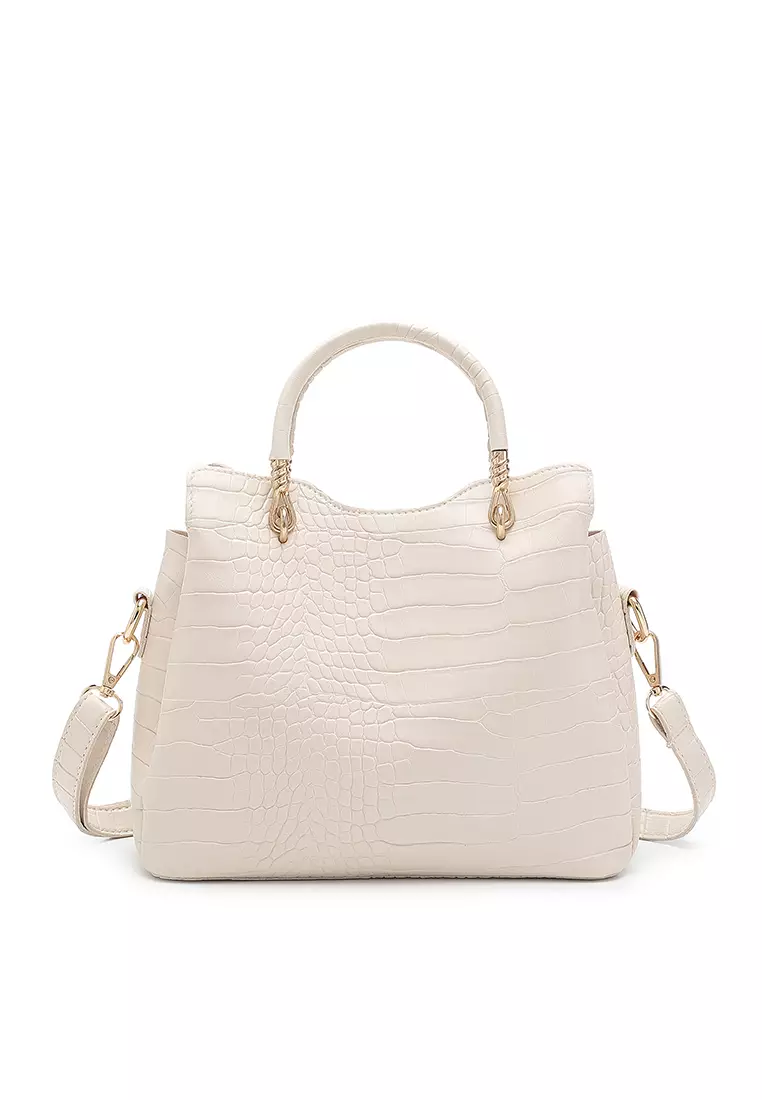 Women's 3-in-1 Handbag with Pouch & Purse (3-in-1 Tas Wanita & Dompet Wanita) - Putih