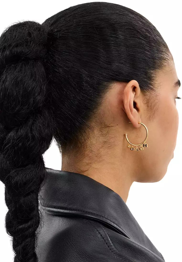 吊飾圈形耳環 - 金色 CCU64