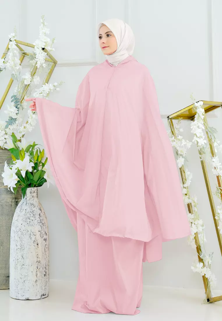 Cotton Bee - Tiara Pearl Prayer Set | Mukena Traveling Polos 2in1 - Shine Pink