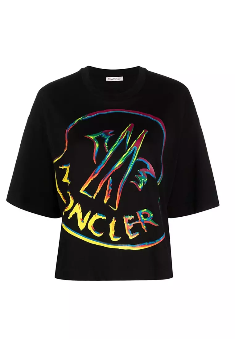 線上選購Moncler Moncler Colorful Large Logo Printed T恤(黑色