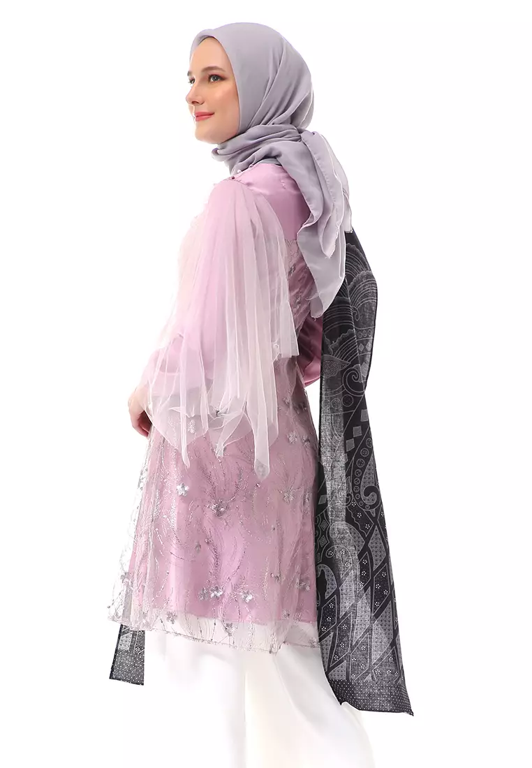 Tunik Motif Batik Muslimah Atasan Wanita Series Couple Premium High Quality - Lilac