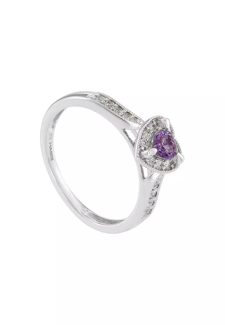 HABIB Heart Amethyst and Diamond Ring in 375/9K White Gold 272090225-AMEH