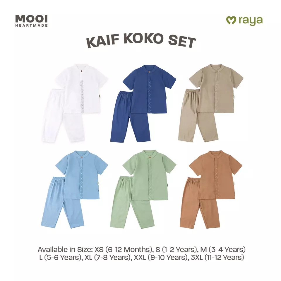 Mooi Kaif Koko Set Setelan Koko Anak Raya Collection - White
