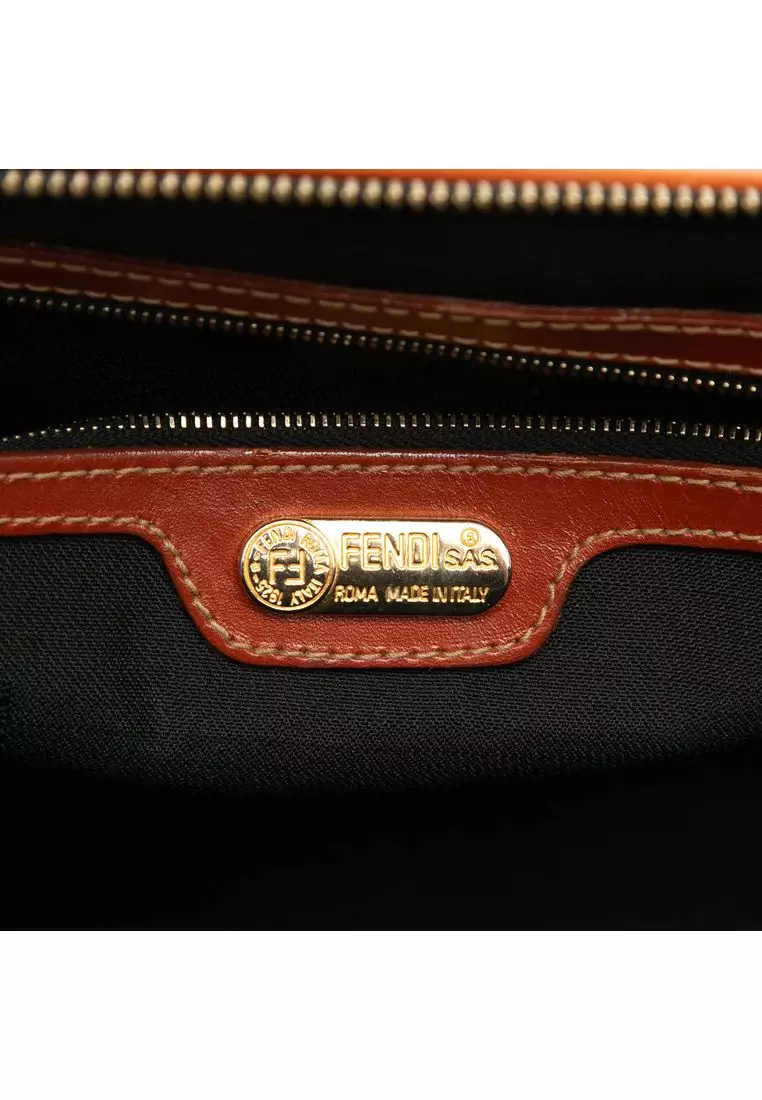 Pre-Loved Fendi Pequin Coated Canvas Boston Bag