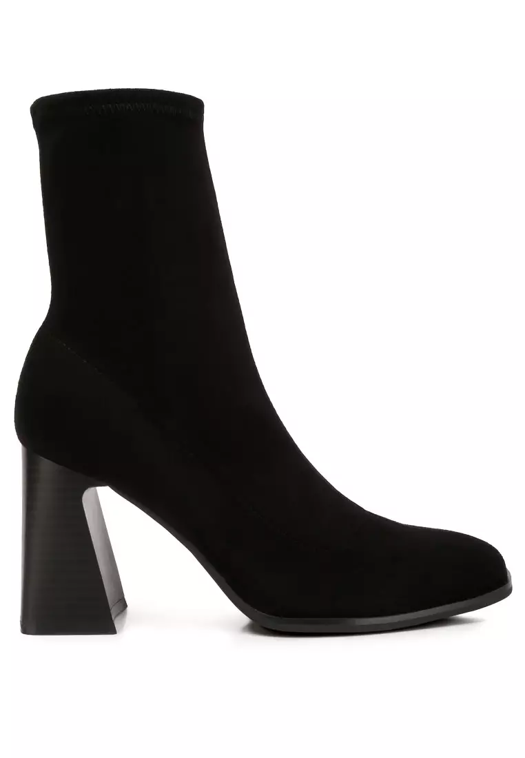 Discount on London Rag  shoes - SKU: Black High Ankle Flared Block Heel Boots